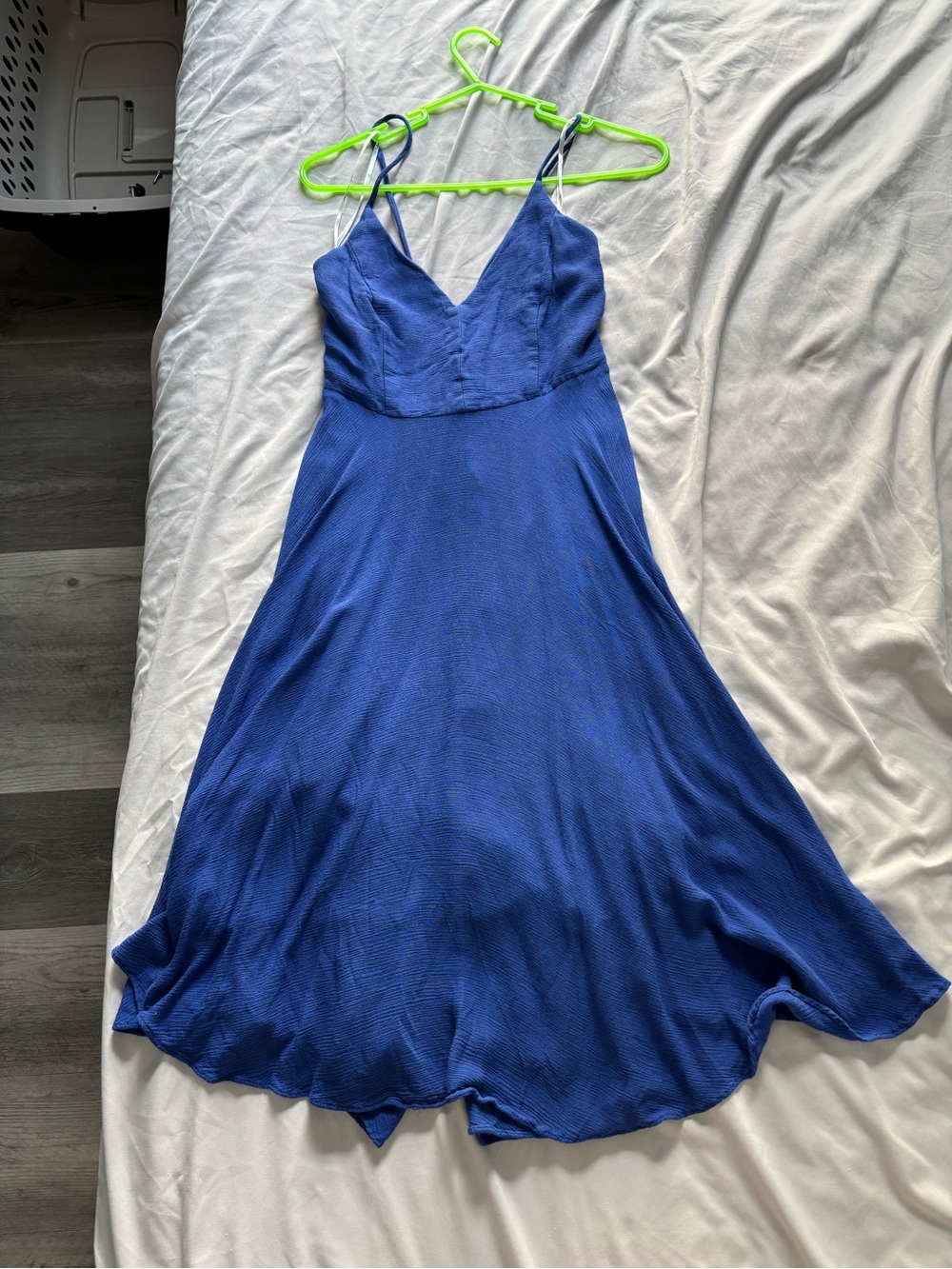 Lulu's Royal Blue V-Neck Midi Slip Dress with Thin Straps